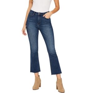 7 For All Mankind High Waist Slim Kick Raw Hem Cropped Jeans Sz 29